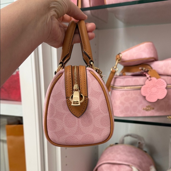 NWT Coach Pink and Tan Satchel MINI ROWAN - Picture 12 of 16